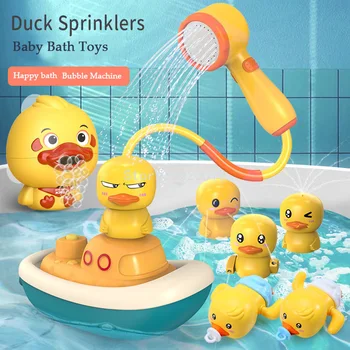 Banyo Oyuncakları Sarı Ördek Duş Oyuncaklar Elektrikli Döner Su Püskürtme Yağmurlama Oyuncaklar Bebek Musluk Banyo Su Püskürtme Duş Başlığı