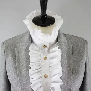 Bayan Victoria Vintage Ayrılabilir Sahte Yaka Saray Yarım Gömlek Bluz Stand-Up Ruffles Sahte Yaka