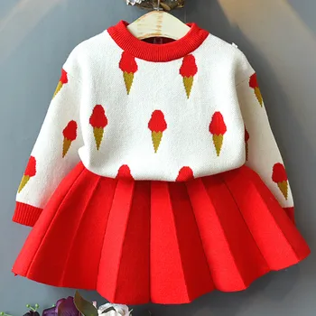 Bebek Kız Kazak Gömlek + Tutu Etek Giyim Seti Yürüyor Çocuk Örme Giyim Setleri Noel Giysileri Takım Elbise 1-4 yıl Giymek