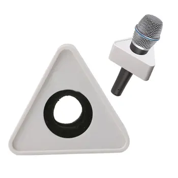 Beyaz delik üçgen mikrofon mikrofon TV röportaj Logo bayrak istasyonu DIY