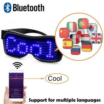 Bluetooth ProgrammableText USB Şarj LED Ekran Gözlük Adanmış Gece Kulübü DJ Tatil Parti Doğum Günü çocuk Oyuncak Hediye