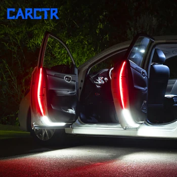 CARCTR 47 inç araba kapı dekorasyon ışık şeritleri 12V esnek araba kapı ışık LED güvenlik uyarı elektronik flaş sinyal lambası
