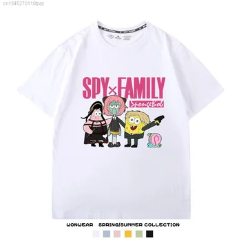 Casus X Aile Spongeboy Co Markalı Kısa Kollu Denizyıldızı Squidward Cosplay Yor Anya Forger T Shirt Üst Kadın Yaz Pamuklu Bez