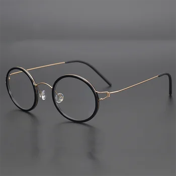 Danimarka Marka El Yapımı HİÇBİR Vida Ultra Hafif Reçete Yuvarlak Gözlük Erkekler Miyopi Alaşımlı Çerçeve Kadın Okuma Gafas Gözlük