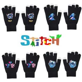Disney Dikiş Eldiven Yıldızlararası Bebek Sonbahar ve Kış Sıcak dokunmatik ekran eldiveni Düz Renk Baskı Siyah örgü eldivenler Hediye