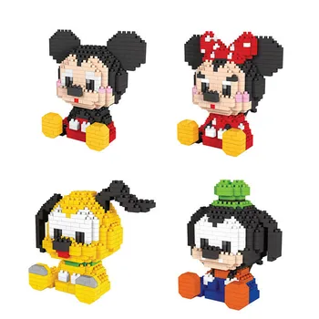 Disney Mickey Minnie Goofy Karikatür Aksiyon Figürleri Mikro Yapı Taşları Dıy Monte Model Eğitici Oyuncaklar Çocuklar için