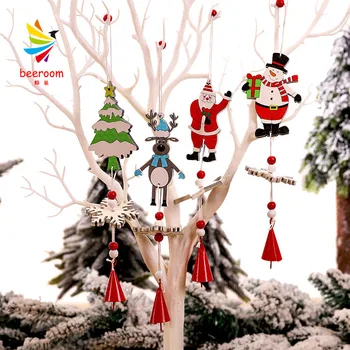 DIY Santa kardan adam ağacı Kapı Asılı Noel Ağacı noel süslemeleri ev için açık ahşap Asılı Kolye Süs Hediyeler
