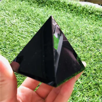 Doğal Reiki Enerji Siyah Obsidyen Piramit Kristal Koruyucu Şifa Ev Ofis Masası Dekorasyon için