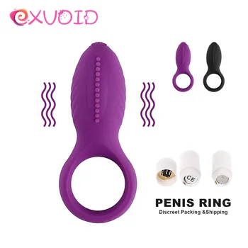 EXVOID Silikon Penis Halkası Vibratör Dahili Pil Samimi Ürünler Seks Oyuncakları Erkekler için Montaj titreşimli halka Yetişkin Ürün