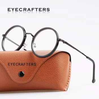 Eyecrafters Retro bayan Yuvarlak gözlük çerçevesi Yüksek Kaliteli Erkek Kadın Şeffaf Lens Optik Gözlük Çerçevesi Gözlük Çerçevesi Vintage