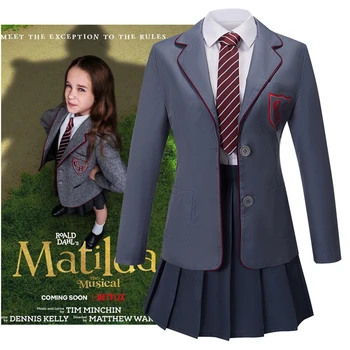 Film Roald Dahls Matilda Müzikal Cosplay Kostüm okul üniforması Kıyafet Cadılar Bayramı Partisi giyim setleri Kadın Erkek Takım Elbise