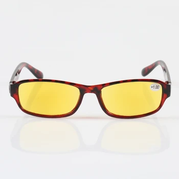 Gece Görüş okuma gözlüğü Retro Leopar Tam Çerçeve Sarı Lens Gözlük Erkekler Kadınlar Presbiyopik Gözlük Diopters + 1.0~ + 4.0