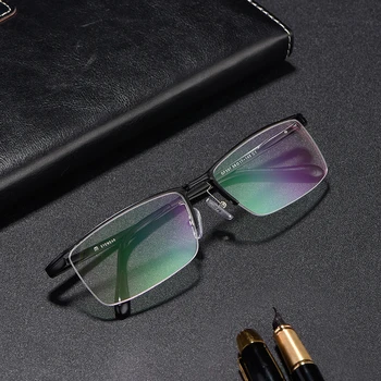 Handoer Yarım Çerçevesiz Titanyum Alaşımlı Gözlük Çerçeve Erkekler için İş Gözlük Gözlük Optik Reçete Gözlük UV400