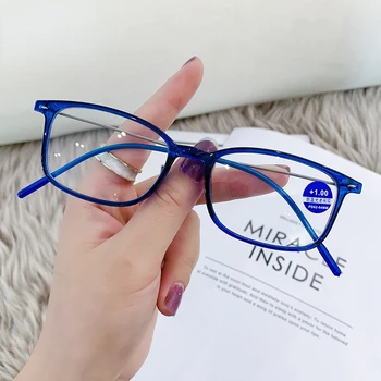 HD Presbiyopi Gözlük Anti-mavi ışık okuma gözlüğü Kadın Gözlük Tam Çerçeve Ultra İnce PC Malzeme Gözlük + 1.0 ila + 4.0