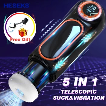 HESEKS Otomatik Erkek Masturbator LED Ekran İle 10 İtme 4 Emme 10 Titreşim Pussy Vajina Gerçek Oral Seks Seks Oyuncakları erkekler için