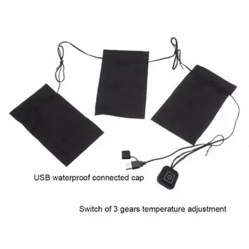 Isıtmalı Ped 5 İn 1 USB Isıtma Pedleri 3 Isıtma Sıcaklığı Su Geçirmez Giysi Yelek Ceket Pedleri Isıtıcı Levha İsıtıcı Aracı