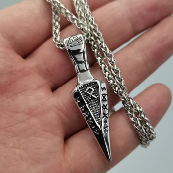 İskandinav viking rune odin kılıç Gungnir Muska Paslanmaz çelik Valknut Rune kolye kolye hediye çantası