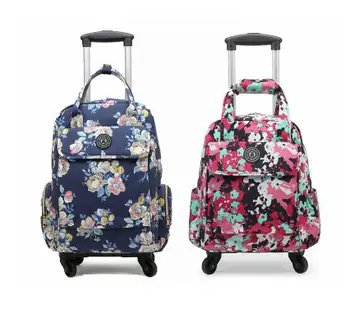 Kadın tekerlekli seyahat çantaları bavul seyahat çantası tekerlekli arabası Sırt Çantaları bagaj çantaları Oxford Haddeleme Tekerlekli Sırt Çantası