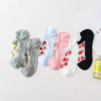 Kadın Yaz Cam İpek Çorap Hafif ve Nefes Meyve Kolej Tarzı Japon Bölümü Komik Nefes Sevimli Karikatür Çorap
