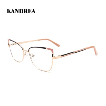 KANDREA Cateye Vintage Kadınlar Gözlük Şık Yuvarlak Metal Gözlük Optik Miyopi 2022 Yeni Bilgisayar Reçete Gözlük HG5730