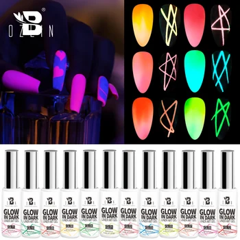 Karanlık Boyama Jel Oje 12 Renk Astar Sanat Jel Kapalı İslatın LED UV Vernik 8ml ışık Neon Floresan Tırnak Sanat Jel
