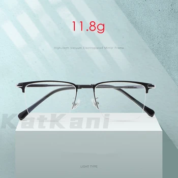 Katkısı Ultralight erkek Yarım Çerçeve GlassesBusiness Alaşım Optik Reçete Retro Moda Rahat Gözlük Çerçevesi T062505