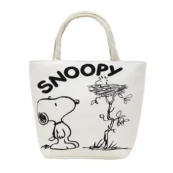 Kawaii Snoopy Alışveriş Çantası Karikatür Hellokitty Mickey Mouse Öğrenci Bento Çanta Sikke çanta Çevre Dostu Tuval Tote Çanta