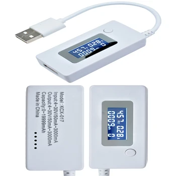 KCX-017 Beyaz kuyruk ampermetre lcd ekran Mini USB Gerilim Akım kapasitesi Monitör tester ölçer 4-30V Dedektörü Mobil güç test cihazı