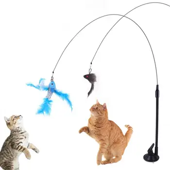 Kediler Oyuncak Çift kullanımlı Kediler Sopa Kediler Teaser Tüy Sopa Oyuncak Vantuz ile