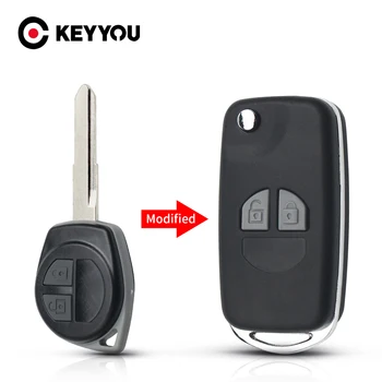 KEYYOU Kesim / Kesilmemiş Bıçak Suzuki Swift Grage Vitara Alto 2 Düğmeler Çevirme Katlanır araba anahtar kovanı Yükseltme