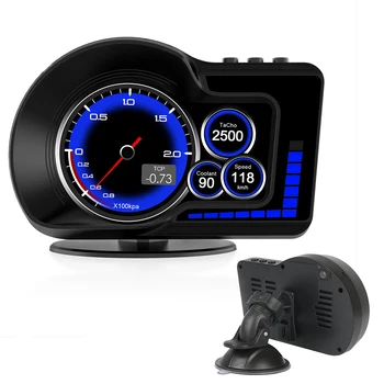 Kilometre OBD GPS Çift Sistemi Araç Head Up Display Hızlandırılmış Testi HUD RPM Ölçer 6 Alarm Fonksiyonları Milometre F15