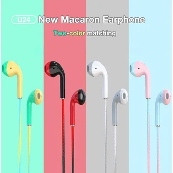 Kulak Kablolu mikrofonlu kulaklıklar 3.5 mm Stereo Dinamik Macaron Kulaklık Bas Stereo Spor Müzik oyun kulaklığı Kulakiçi