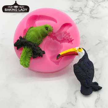 Kuş hayvan dekorasyon simülasyon papağan toucan şekli kek silikon kalıp pişirme dekorasyon kalıp DIY Kil Reçine Sanat