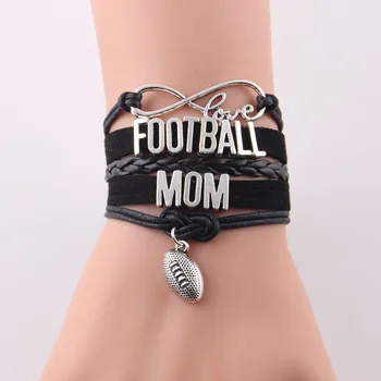 Küçük Minglou Infinity Aşk FUTBOL ANNE bilezik futbol charm kadınlar bilezik ve kadınlar için bilezik takı aile anne hediye