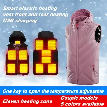 kış çiftler 11 bölge çift kontrol ayrılabilir kapak akıllı ısıtma yelek kadın elektrikli ısıtma yelek kalın ceket kendinden ısıtma yelek