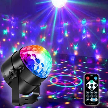 LED sahne disko ışık dönen DJ topu Strobe uzaktan ses kontrolü sihirli dans araba RGB noel hediyesi parti kulübü lazer gösterisi lambası