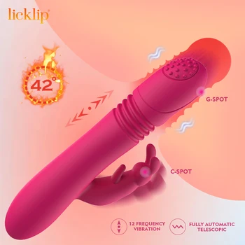 LİCKLİP teleskopik tavşan vibratör rotasyon ısıtma g-spot Anal klitoris stimülatörü AC sopa kadın mastürbasyon seks oyuncakları kadınlar için