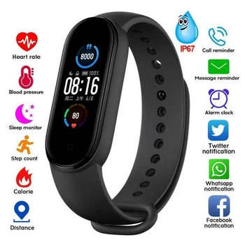 M5 akıllı saat Erkekler Dijital Kol Saatleri Kalp Hızı Kan Basıncı Monitörü Spor Smartband Sağlık Spor İzci Bilezik Kadınlar