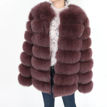 Maomaokong kadın uzun 70 cm doğal kürk gerçek tilki ceket yelek Kış kadın ceketi ceket yelek kız deri moda