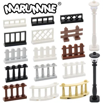 Marumine MOC Tuğla Şehir Aksesuarları 30 ADET Tuğla Çit Korkuluk Merdiven Ev Parçaları Bahçe Askeri oyuncak Yapı Taşları Parçaları