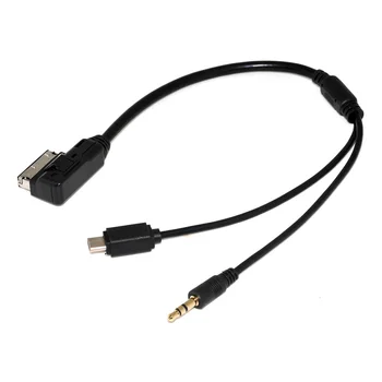 Medya AMI MDI Stereo 3.5 mm Ses ve USB-C Aux Adaptör kablosu İçin Araba VW AUDİ 2014 A4 A6 Q5 Q7