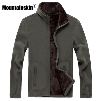 Mountainskin 6XL 8XL Erkek Softshell Polar günlük ceketler Erkekler Sıcak Kazak Termal Palto Katı Kalınlaşmış Marka Giyim SA041