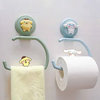 MyMelody Kuromi Cinnamoroll Kitty Banyo Havlu Askısı Ücretsiz Yumruk Kawaii Sanrioed Tuvalet Rafı Mutfak Tuvalet Karikatür havlu kancası