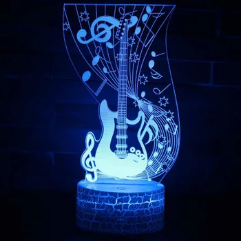 Müzik not serin gitar 3D akrilik ışık müzik Logosu LED gece lambası yatak odası ev dekorasyon çocuk gitar sevgilisi için en iyi hediyeler
