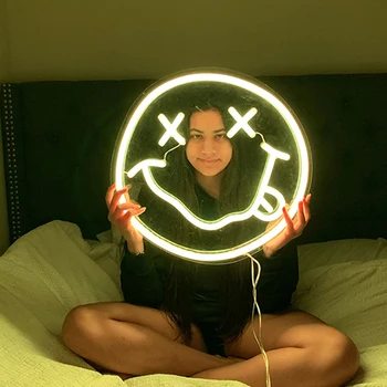 Neon Işık İşaret Flex USB Şeffaf Çocuk Smile Gece Işık için Duvar Asılı Yatak odası Dekor Eş için Hediye İşaret Tak Led 