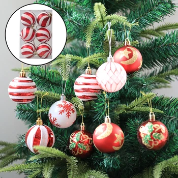 Noel Süsler 6 adet / kutu 6cm Boyalı Noel Topları Noel Ağacı Kolye Yeni Yıl 2023 Noel Hediyeler Navidad Ev Dekorasyon