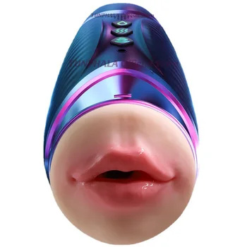 Otomatik Emme Oral Seks Makineleri mastürbasyon kupası çift Kanallı ısıtma Masturbator Gerçek Vajina Penis kalıcı Pussy Seks Oyuncakları