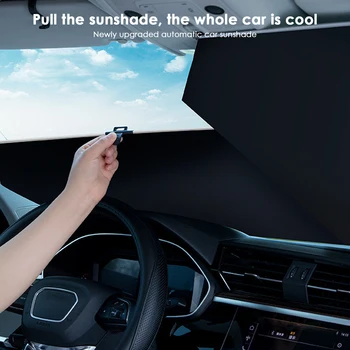 Otomatik Geri Çekilebilir Cam Perde araç camı Güneş Gölge Ön Cam Tam Kapak Yaz Anti-UV Otomatik Güneş Koruma