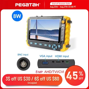 Pegatah 8MP CCTV tester 5 ınç Taşınabilir Mini monitör güvenlik kamera test cihazı AHD CVBS cctv kamera HDMI VGA R485 video cftv test cihazı
