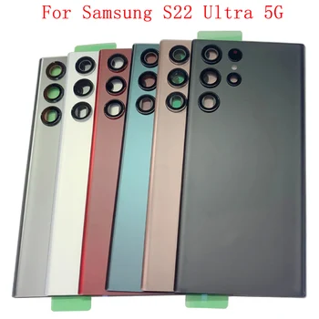 Pil Kapağı Arka Kapı Konut Case Samsung S22 Ultra 5G S908 Arka kapak ile Kamera Çerçeve Lens Logo Yedek Parçalar